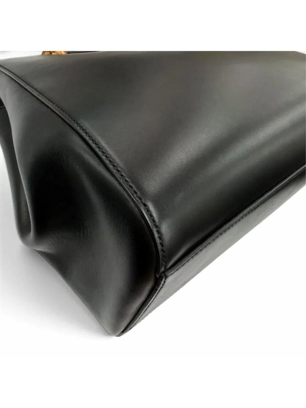Gucci Nymphaea Medium Bamboo Eco Pearl 2-Way Leather Shoulder Bag Black